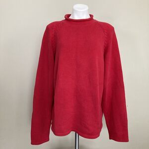 Vintage Preppy J.Crew Oarsman 100% Cotton Roll Neck Knit Red Sweater Womens XL